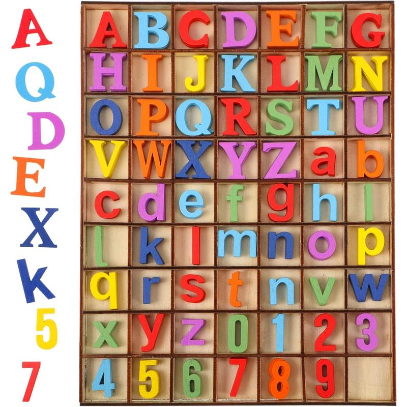 248 count 1 Inch Alphabet Letters Numbers Blank Unfinished Wooden ...