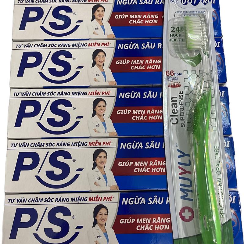 Combo  kem đánh răng PS 100g[Tặng kèm ]cây bàn chải đánh răng loại mềm