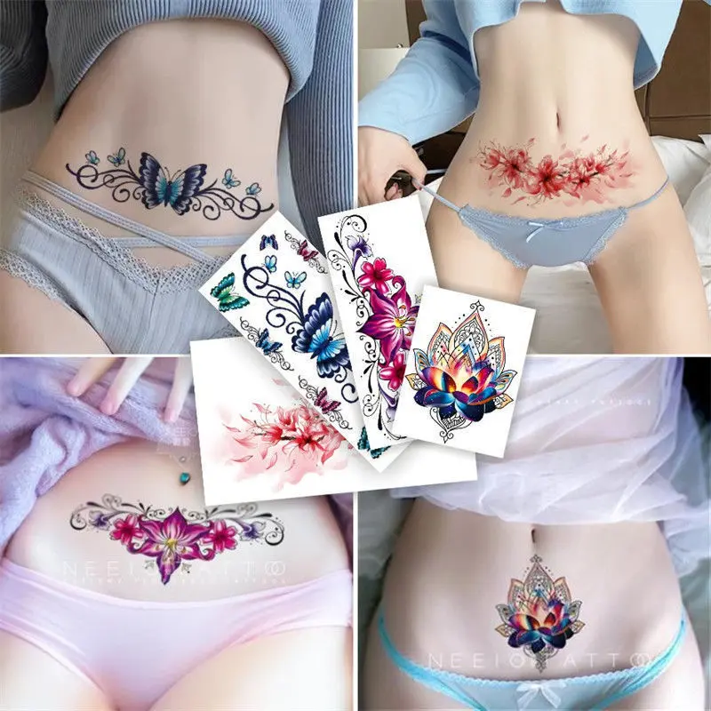 Hình Xăm Dán Hoa Hồng Bianhua, Dài Lâu, Không Thấm Nước, Che Sẹo Gợi Cảm, Thích Hợp Cho Vòng Bụng Và Eo, Họa Tiết Tót, Phong Cách Ins2024