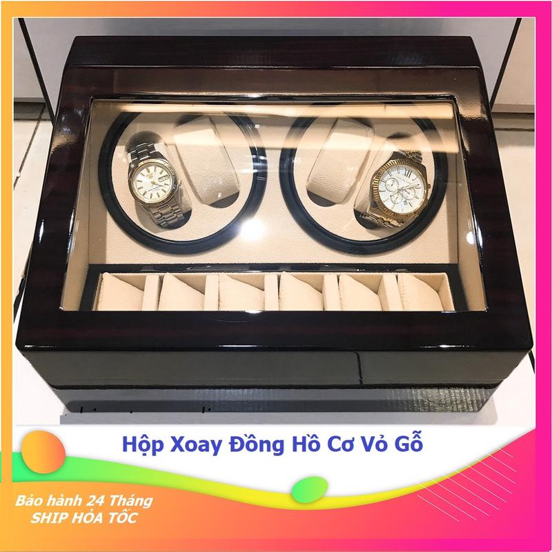 Hộp Lắc Đồng Hồ Cơ Vỏ Gỗ - 4 Xoay + 6 Cố Định BH 2 NĂM