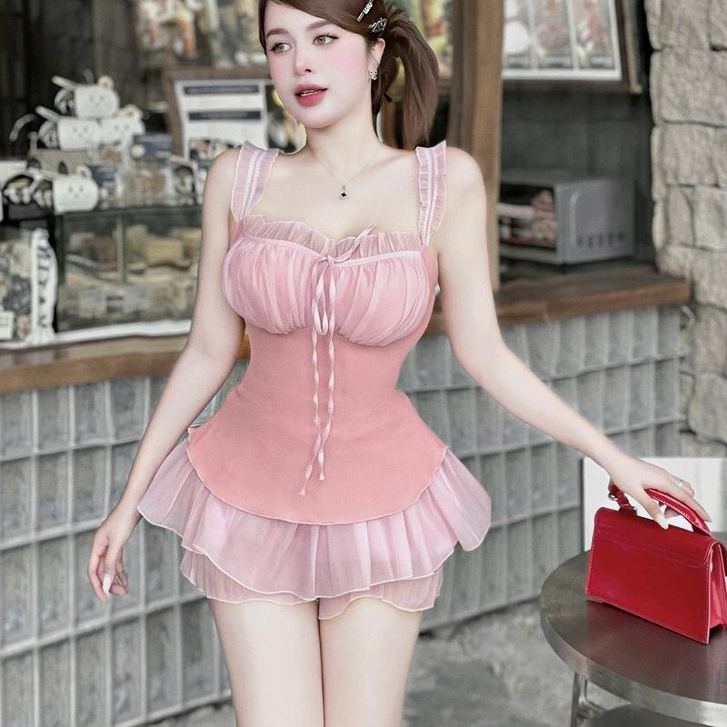 Set TK Áo 2s Bèo Phối Váy Tơ Quần Bí Chuẩn Form 3 Màu Tiểu Thư Siêu Hot  Nữ Women Top