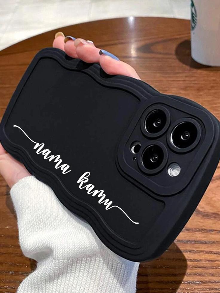 Product Introduction of Softcase gelombang black custum nama Compatible with all type Case Casing 1