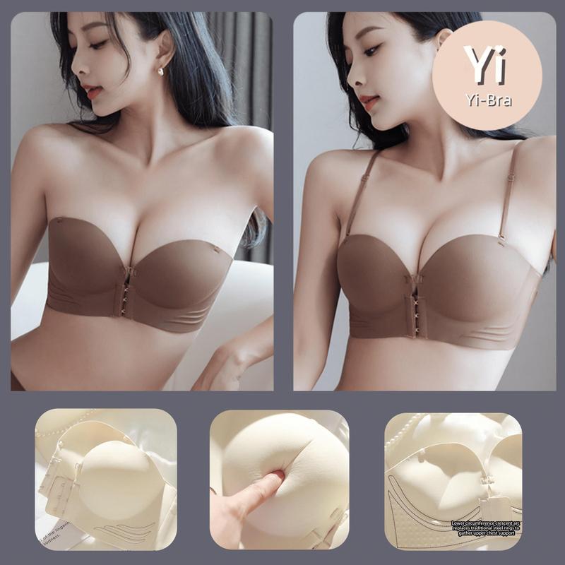 Áo Ngực Không Đường May, Dành Cho Phụ Nữ, Đồ Lót Nữ, Khóa Trước, Dây Đeo Vai Có Thể Tháo Rời, Thiết Kế Thu Thập, Đẩy Lên, Mịn Và Thoáng Khí, Đồ Lót 0