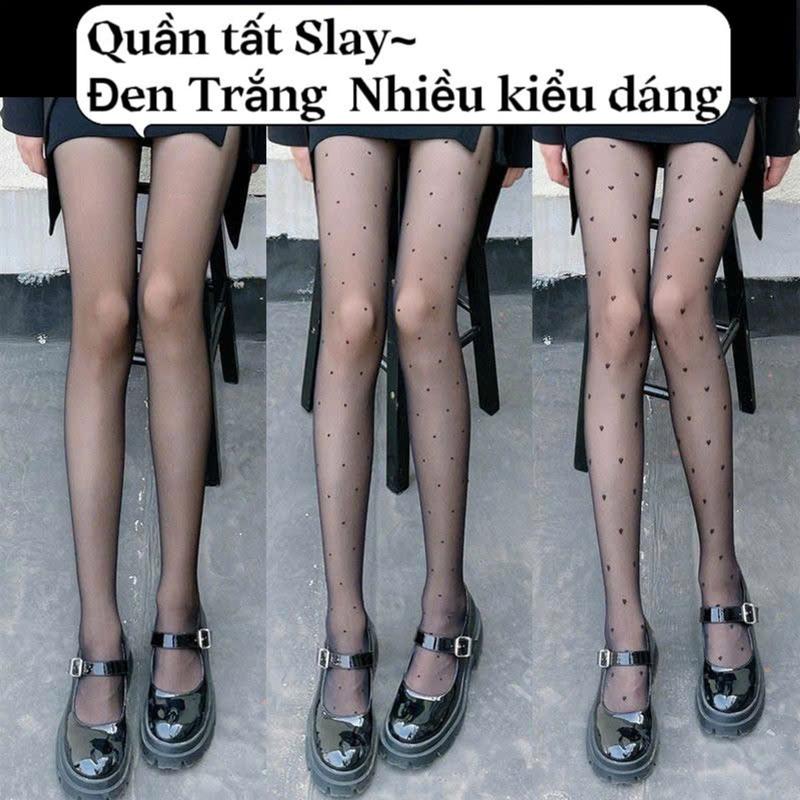 Quần tất nữ Gợi cảm hoa ren sexy che khuyết điểm Bluehope dạng lưới thời trang màu trắng đen slay L01