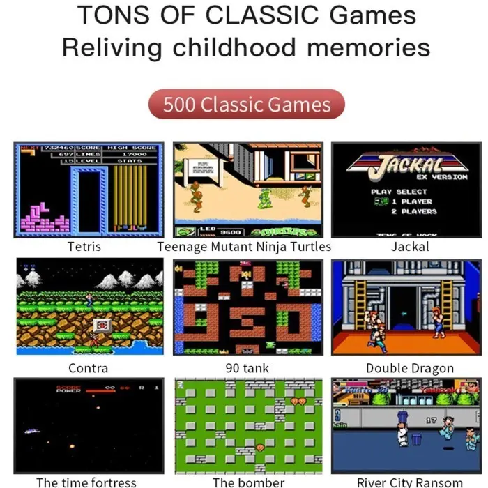 Game Boy Game Bot Gameboy Console Portable Game Player Built-in Clasic 500 Games Connect to TV or Gamepad 1000mAh 1 Player or 2 Player/ Gamepad 2 Pemain Dapat Stick G5 Hadiah Sempurna Terbaik/ Gameboy Retro Terbaik Dapat Stick Bisa Untuk 2 Orang 3