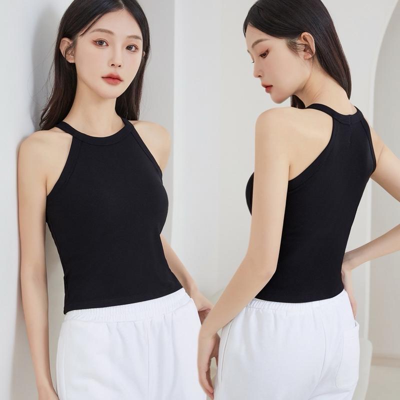 776 Áo Cổ Yếm Có Đệm Dáng Vừa Chất Liệu Thun Tăm QCCC Nữ Women   bra tank  top briar  top ba lỗ dây Nhung Kem Voi
