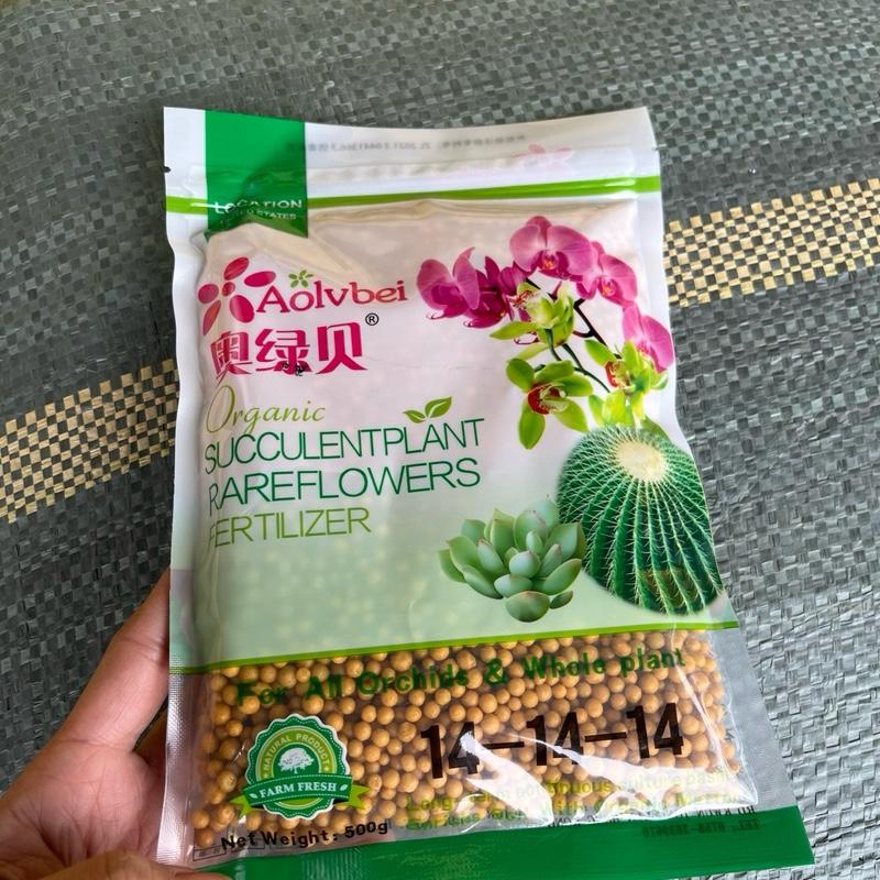 Phân tan chậm vàng 14 14 14 gói 500g phân béo cho hoa lan sen đá xương rồng và các loại cây cảnh