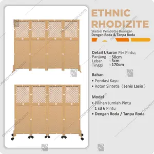 Partisi Lipat- Sketsel Model Ethnic Rhodizite Penyekat Pembatas Partisi Sekat Ruangan Rumah Kantor Cafe Restoran Cantik Estetik Aesthetic Modern Vintage Portable Bisa Dilipat