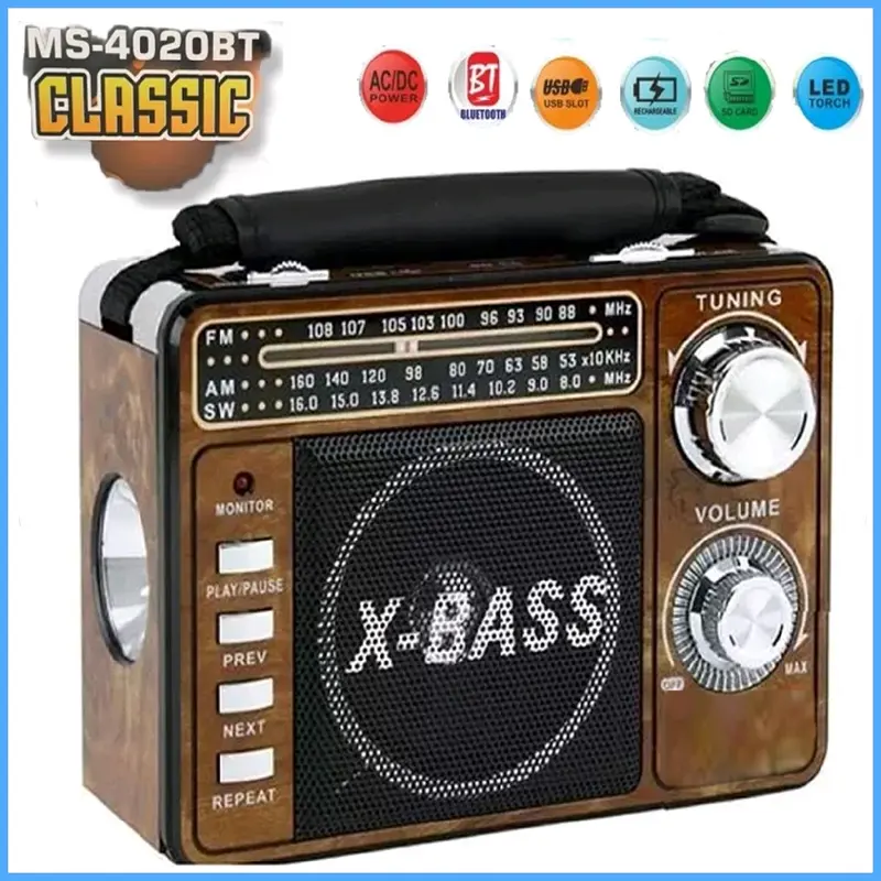 Speaker SN-4020BT Jadul Fm Am Sw Bluetooth USB Micro Sd Player Ada Senter Bisa Cas Radio Antena 0