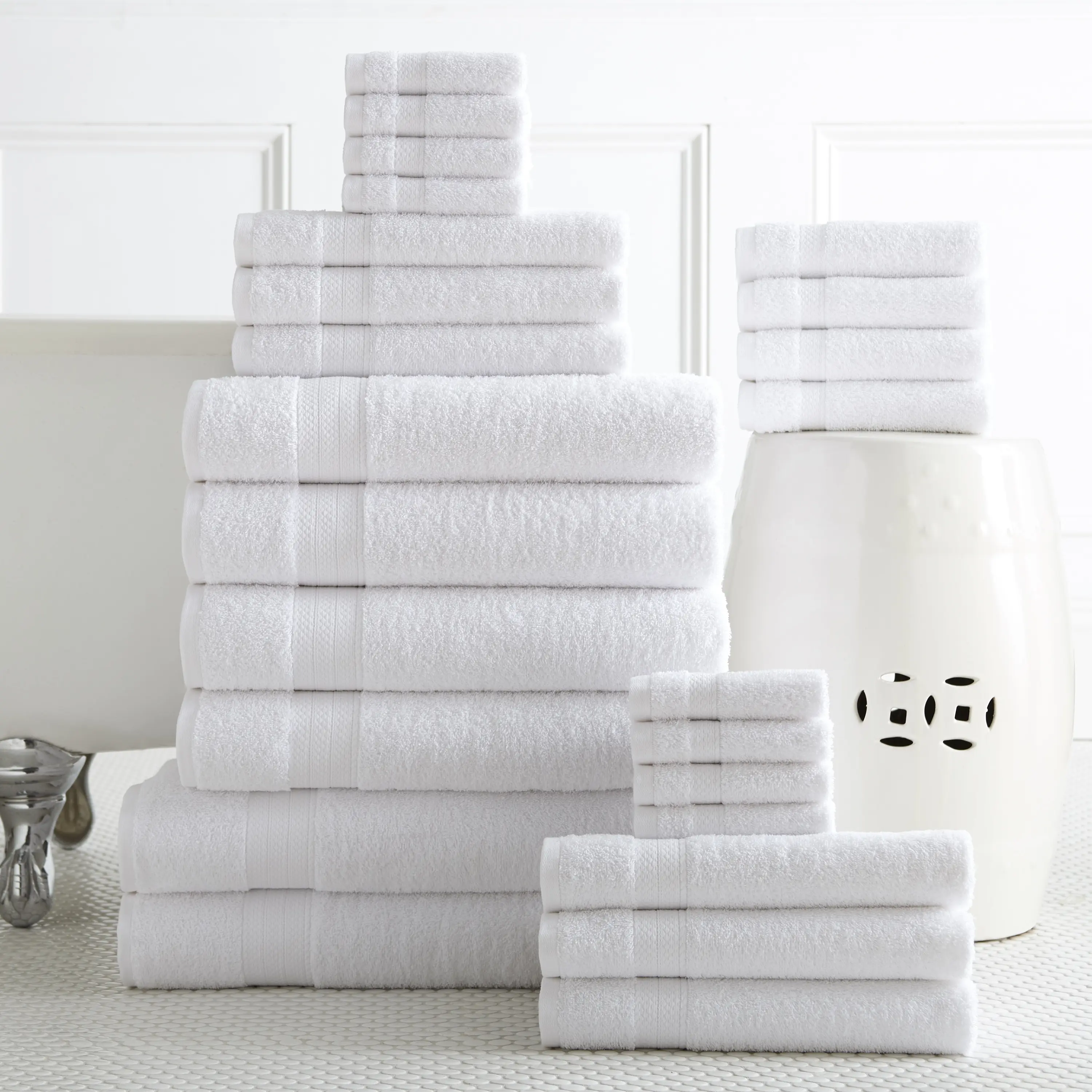 TUALA HOTEL WHITE COTTON SERAP AIR TOWEL MANDI SAIZ STANDARD DEWASA Putih Bath Kapas Supplies