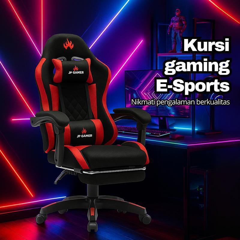 JOLEE- Kursi Gaming pijat dan relaksasi kelas atas, Kantor Jaring Kursi Kerja Ergonomis Kursi Gaming Chairs Besi Furniture Roda Sandaran - JF-G06 PINK+WHITE