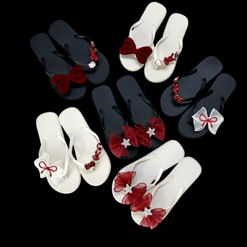 DÉP NƠ ĐỎ SANG CHẢNH 2025 -DÉP THIẾT KẾ - DÉP NỮ  DéP Có Quai Women dep xinh charm xỏ tông thỏ kẹp deptoong