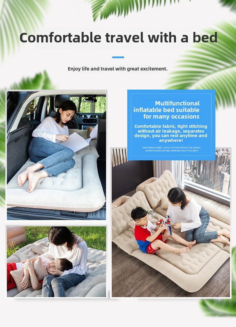 Product Introduction of Off-Road SUV Rear Seat Inflatable Mattress Portable Dual-Use Car Mattress Flocked Multi-Functional Inflatable Mattress 2