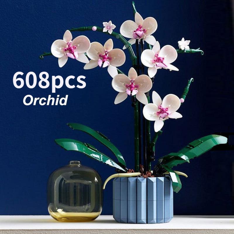 Orchid Bouquet Building Blocks Toy, Interlocking Plastic Blocks Set, 1 Box Creative and Educational Building Blocks, Best Birthday Gift, Home Office Decoration 2