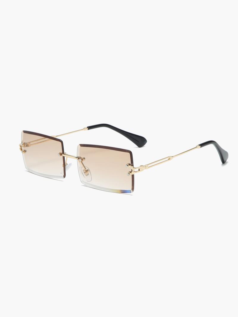Product Introduction of Ombre Lens Simple Square Tinted Lens Sunglasses for Women for Everyday Use, 2024 Minimalist Summer Rimless Fashion Sunglasses, Travel Y2k Women Accessories 16