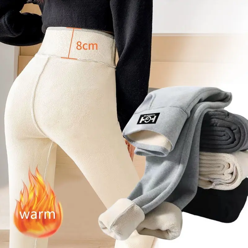 Quần Legging Nữ Mùa Đông, Nhung, Quần Bó Ấm Áp, Cạp Cao, Màu Trơn Thoải Mái, Thích Hợp Cho Phụ Nữ 5