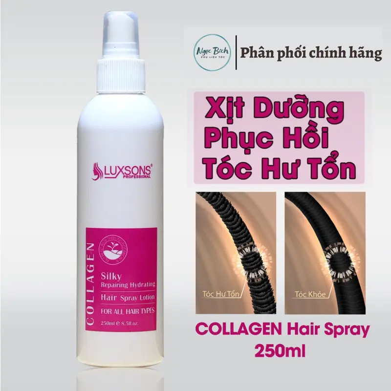 Xịt Dưỡng Tóc Collagen LUXSONS ,Xịt Keratin Mượt Tóc Tinh Chất Chăm Sóc Tóc Nhuộm Uốn Khô Xơ Hư Tổn. 0