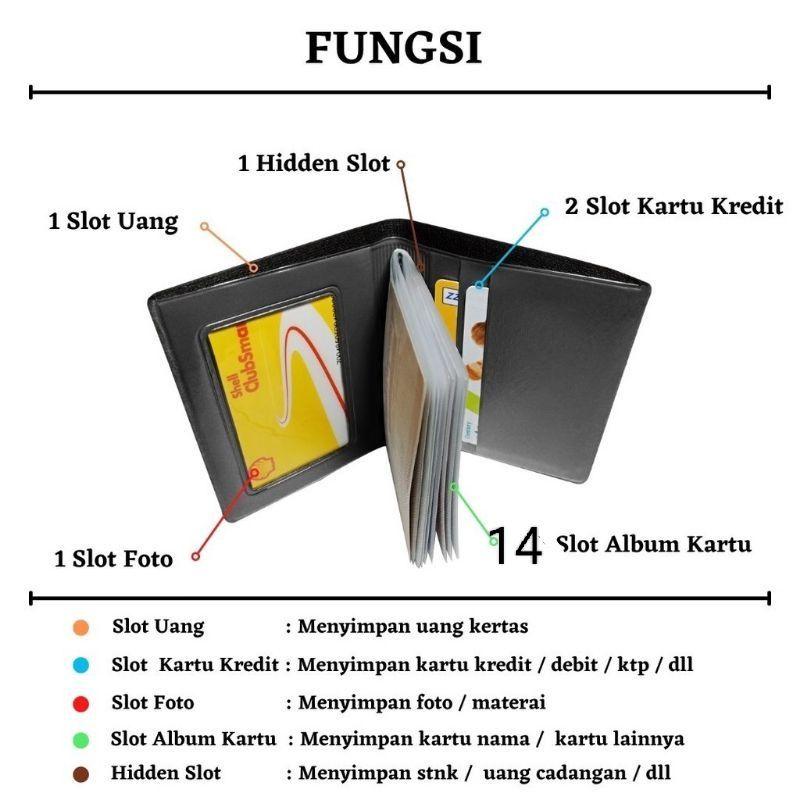 Dompet Kartu 18 in 1 Card Holder + slot uang kulit sintetis dompet kartu kredit Hitam kulitasli pu leather minimalis dom pet wallet cowok visual 4