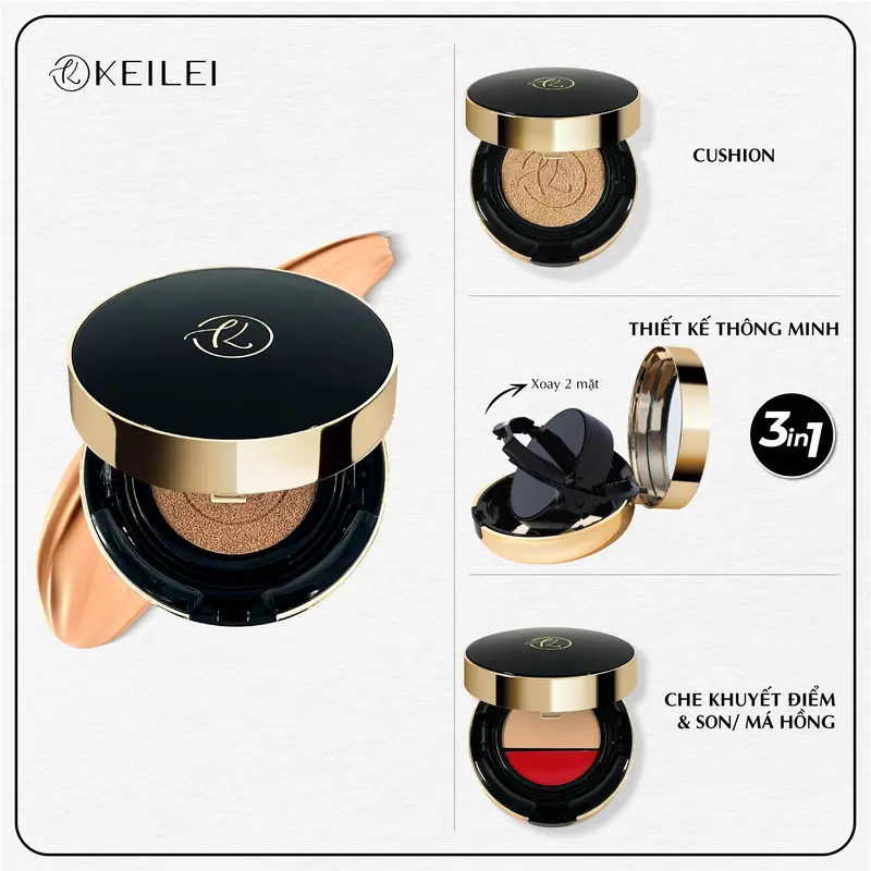 [LÕI CUSHION] Phấn nước đa năng 3 trong 1 KEILEI - 3 in 1 Radiance Cushion KEILEI Trang Điểm Cosmetic, thay thế tiết kiệm Mỹ Phẩm Nữ Women 6