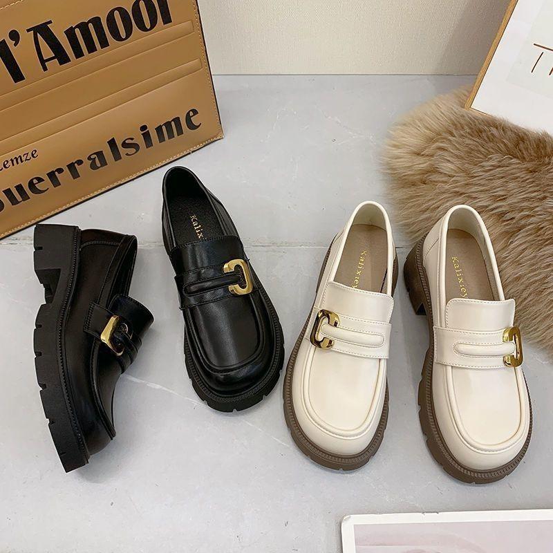 Product Introduction of Plover Authentic Leather Loafers Women's 2023 Spring and Autumn New Platform Thick Heel Pumps British Style Versatile Small Leather Shoes 14