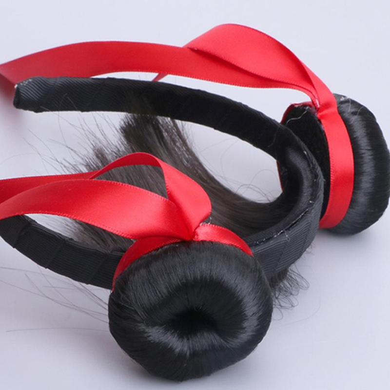 Product Introduction of 1 Pc Synthetic Hairpiece Cosplay Nezha Hair Bun Children Festival Party Headwear Headband Wig China TV Role Nezha Cosplay Costumes Accessories 9