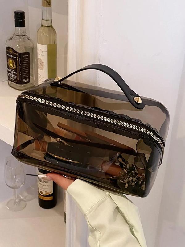 Transparent Makeup Bag, Portable Large Capacity Cosmetic Storage Bag, Waterproof Toiletry Bag for Travel School, Casual Trendy Versatile High-quality Daily Commuting Bag 4