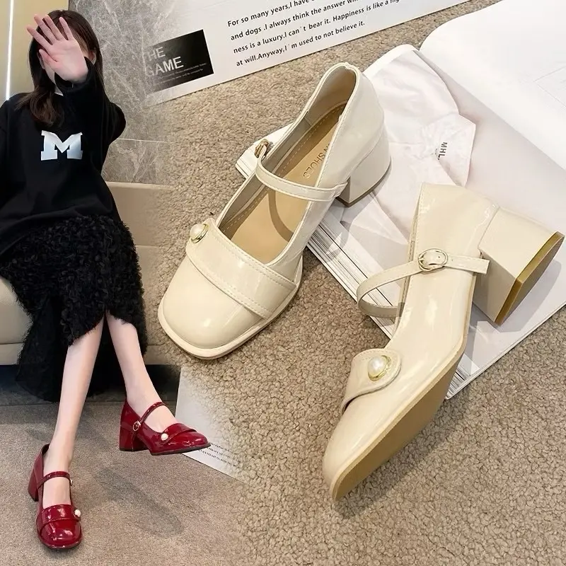 ￼[ SIZE 40-41-42] Giày cao gót da bóng vintage 5cm BIGSIZE 8
