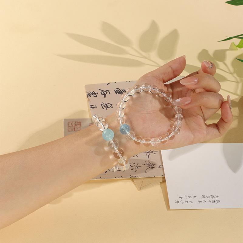 Product Introduction of 7A Natural White Crystal Aquamarine Bracelet Attract wealth, Lucky Wish bracelet Zodiac year luck boost stress  rings stress  rings 9