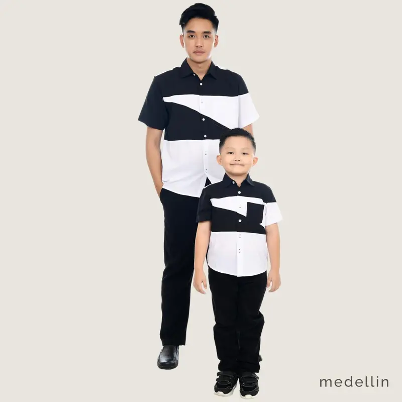 MEDELLIN Kemeja Couple Ayah Anak Lengan Pendek 101274 Hitam 1