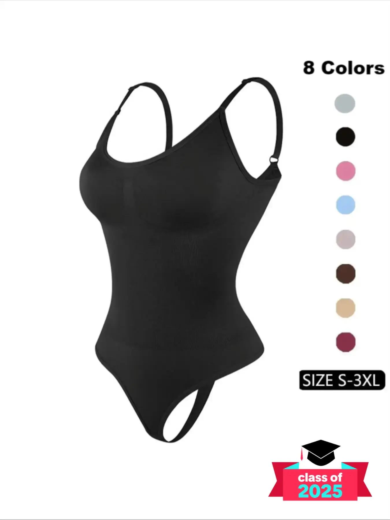 Women's Solid Adjustable Strap Backless Shapewear Bodysuit, Bodysuit for Women, Casual Comfy Seamless Tummy Control Butt Lifting Bodysuit for Daily Wear, Ladies Workwear Shapewear for All Seasons