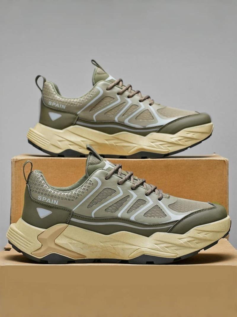 Product Introduction of Men's Sporty Lace Up Low Top Sneakers, Casual Breathable Comfortable Running Shoes, Non-slip Sports Shoes for Climbing, Gym Workout, Cross Training, Closed 1
