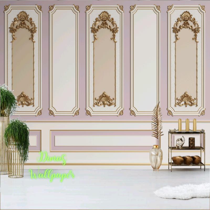 Wallpaper Dinding 3D Motif Wall Moulding Wainscoting 1
