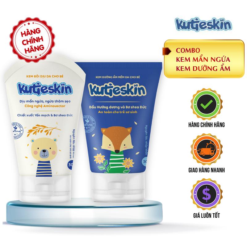 Combo Kem Bôi Mẩn Ngứa Dịu Da Và Kem bôi Dưỡng Ẩm Kutieskin Cho Bé Sơ Sinh - Tuýp 30g kutieskin chính hãng