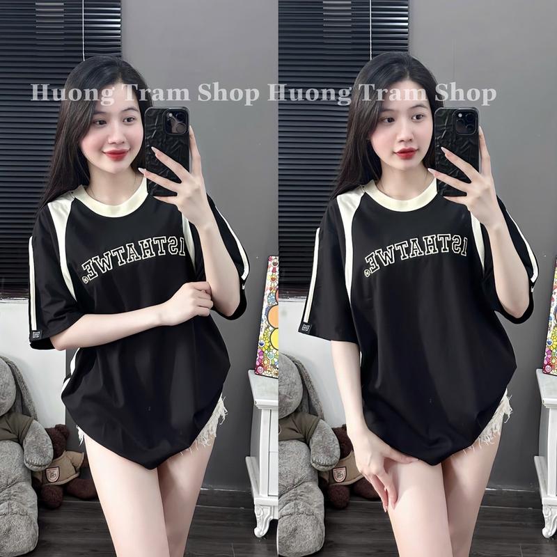Product Introduction of Áo Thun Freesize Cotton 4 chiều 240gsm - IS THAT WE thêu phối trước sau , Chất thun cotton 4chiều mềm mát , Form dáng rộng 42-70kg, Hương Trầm Shop Nữ Women Cổ Tròn 12