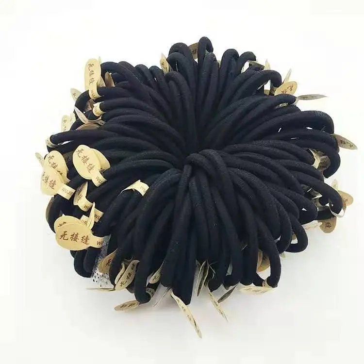 Nylon High Elastic Rubber Band Thick Black Hair Ring Head Rope 2 Yuan Shop South Korea Labeling Top Cuft Rubber Band Female Hair Rope