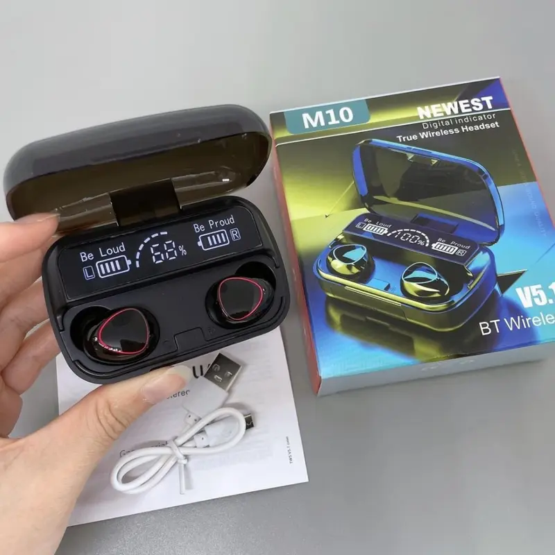 ARKANATECH Headset Bluetooth TWS M10 BLUETOOTH Wireless mega bass EARPHONE Gaming 2in1 Powerbank Headphones 3