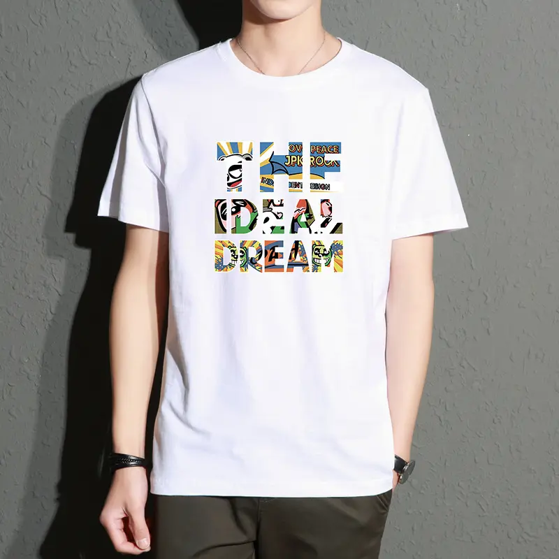 Men's Short-Sleeved T-shirt, Short-Sleeved Men's Summer New round Neck Half-Sleeved Korean-Style Slim Fit plus Size T-shirt Youth Undershirt