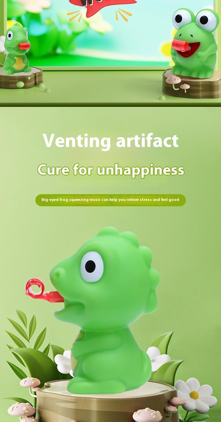Product Introduction of Tongue sticking frog pinching fun decompression dinosaur creative funny bb sound rebound vent new unique decompression toy 5