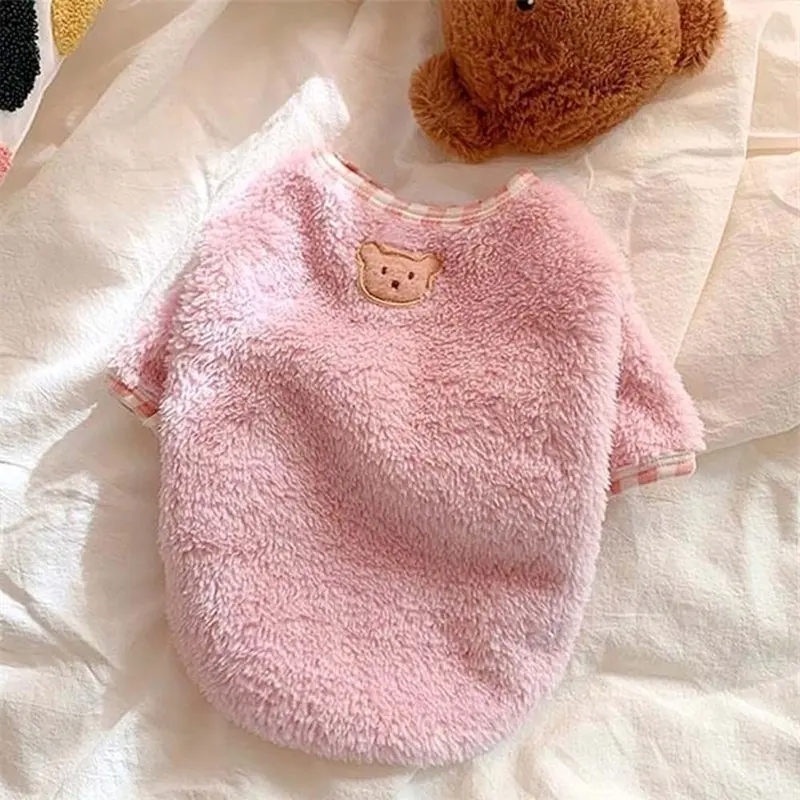 Quần áo Thêu gấu dễ thương, Fleece GEMMAIA, Áo khoác trang phục cho mèo và Teddy, Áo Chui Đầu cho chó, Quần áo thú cưng 5