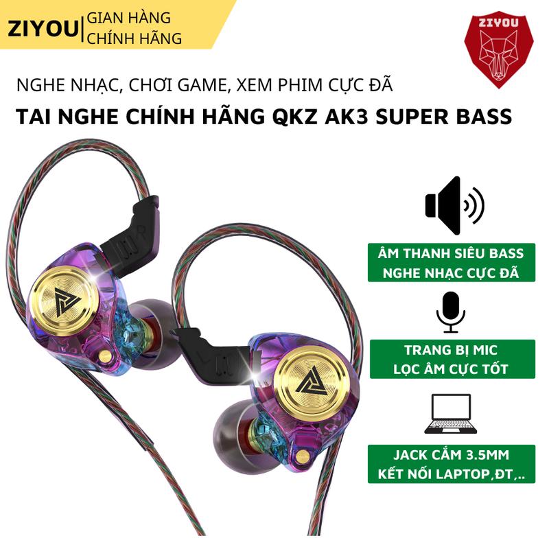 Tai Nghe Gaming Ziyou QKZ AK3 Có Mic Cho Điện Thoại Chuyên Nghe Nhạc Chơi Game Âm Thanh Sống Động - Hàng Chính Hãng Nhét Tai Earphone