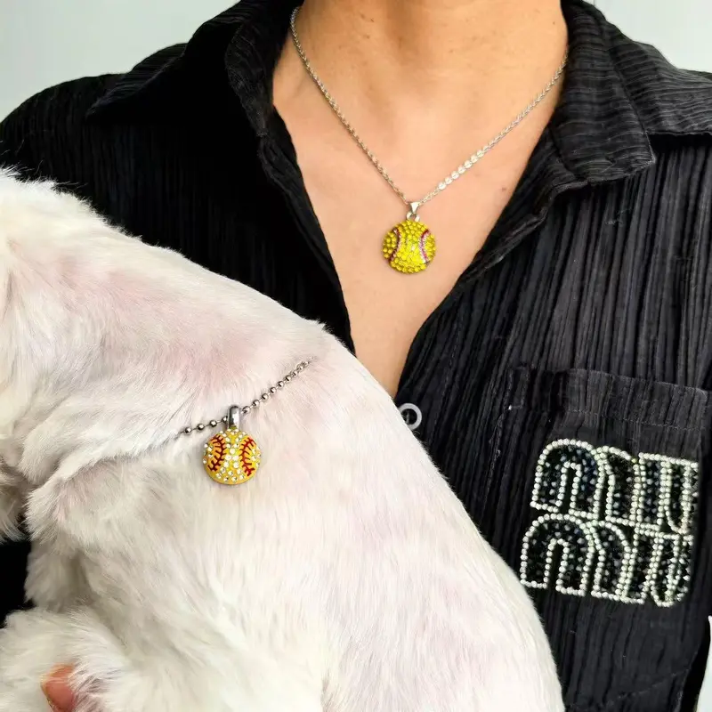 Pet & Owner Same Necklace, 2 Counts/set Fashionable Full Diamonds Sports Necklace, Adjustable Length Pet Neck Accessories, Small and Medium Dogs and Cats, Pet Daily Wear Necklace 6