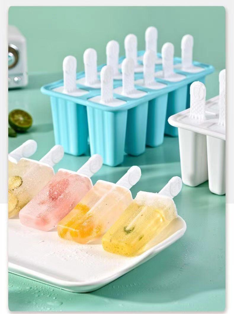 Product Introduction of Khuôn Kem Que, Mới cho năm 2024, Dụng cụ làm kem tại nhà, Có máy hút đá, Thích hợp cho kem và Sorbets, Làm bằng silicon cấp thực phẩm, Dụng cụ mài mòn, Tự làm 12