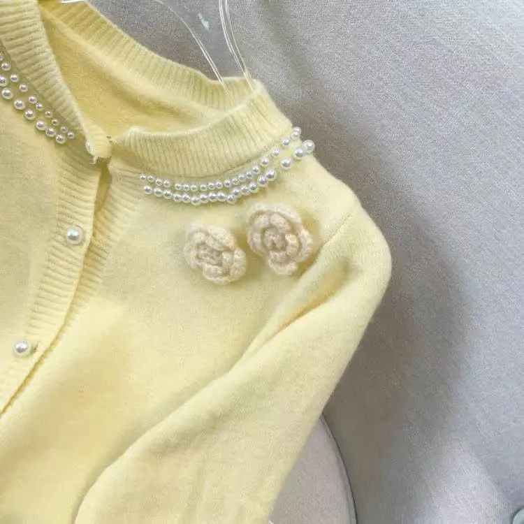 Áo Cardigan Dệt Kim Phong Cách Cổ Điển Ngọt Ngào Dành Cho Nữ, Mùa Thu Và Mùa Đông, Phong Cách Hàn Quốc, Dễ Phối Đồ, Áo Len Mỏng ngắn Tay Dài, Hàng Mới Về Năm 2024 6