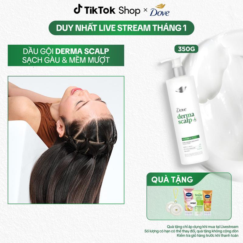   1  Dầu Gội Giúp Kiềm Dầu Nhờn & cho tóc Sạch Thoáng Dove Derma Oil Control 350G 