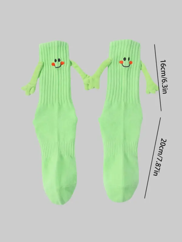 Cartoon Face Holding Hand Design Sports Socks, Casual Moisture Wicking Socks, Soft Comfy Breathable Socks for All Seasons 8