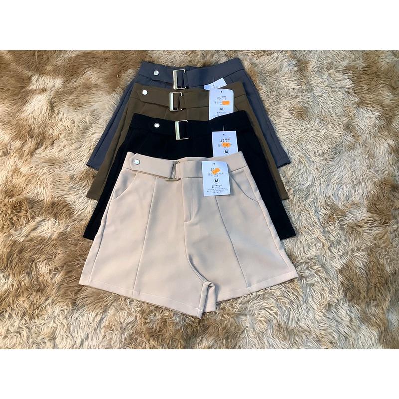 quần short cạp cao đai có cúc bấm _quần short cạp cao Nữ Pants 0