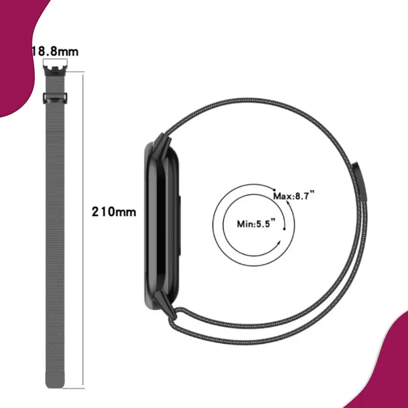 Milanese Magnet Loop Strap for Xiaomi Mi Band 8 9 Jam 3
