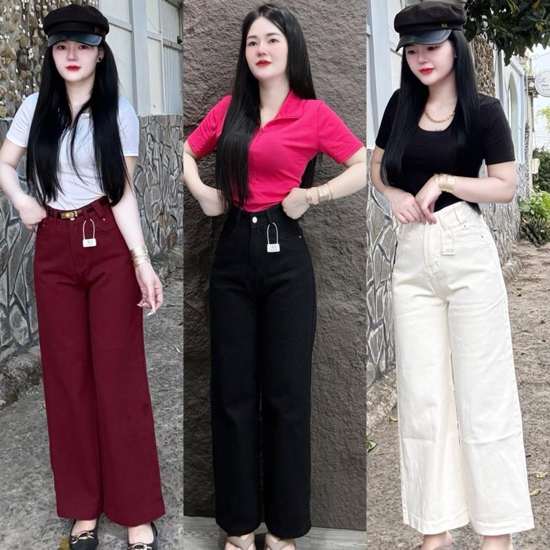 Quần Jeans Xuông Lỡ , Phom Nấm Lùn ||321|| Lưng Cao Trên Rốn, Vải QC Mềm Mịn Dài 90cm