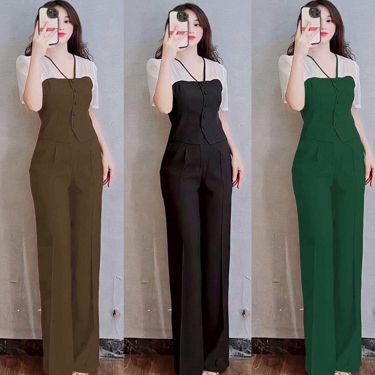 Thời Trang Bigsize Set Quần Áo Croptop 50 - 100Kg Vải Cotton Lạnh Cao Cấp Thanh Lịch Nữ Jean Women Đen - A.1147