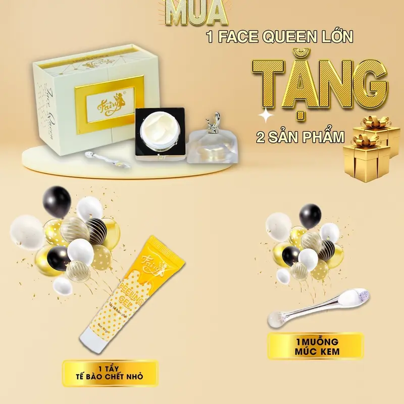 KEM FACE QUEEN FAIRY LỚN 30G (tặng 1 tuýt TTBC + 1 Muỗng Thuỷ Tinh + 1 Sữa Rửa Mặt mini + 1 Gói Cấy Trắng 5g + 1 Kẹp Tóc) Skincare Dưỡng Da Nữ Women Làm Đẹp Da 8